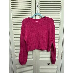 BP Junior Girls Womens Pink Wide Ribbed CROPPED Sweater SMALL